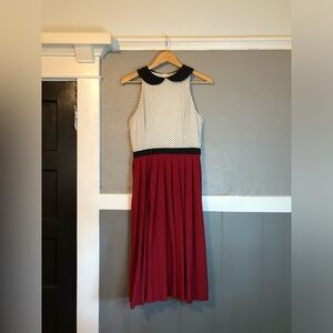 Lindy Bop | Peter Pan Collar white black polka dot Red skirt 1950’s Med UK 12